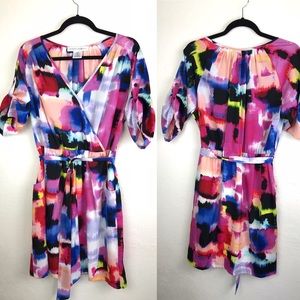 Maggy London Faux Wrap Dress Multi Color Print 4
